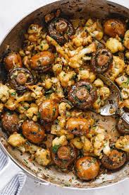 Garlic Mushrooms Cauliflower Skillet Recipe Mushrooms Cauliflower Recipe Mushroom Recipes Healthy Whole Food Recipes Vegetable Recipes