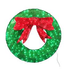 Artificial christmas wreaths are prelit and available in sizes from 30 inches to over 8 feet. Green Lighted Christmas Wreath With Red Bow Novocom Top