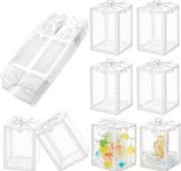 NBEADS Pack of 24 Transparent PVC Boxes 5 x 5 x 7 cm Crown Print Favor  Packaging Box Clear Rectangle Gift Boxes for Sweets Chocolate Christmas  Wedding ...