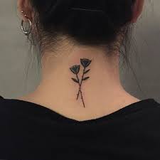 Two Black Roses Back Of Neck Tattoo Neck Tattoo Neck Tattoos Women