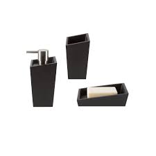 Shop bathroom countertop sets and accessories for your bathroom. 3 Piece Countertop Accessories Set Spirella Yoshi Matte Black Polyresin On Sale Overstock 31831572