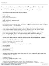 Jan 03, 2018 · kertas 1249/3 2017sijil pelajaran malaysia sejarah3. Kemunculan Dan Perkembangan Nasionalisme Di Asia Tenggara Soalan Jawapan Titian Kasih