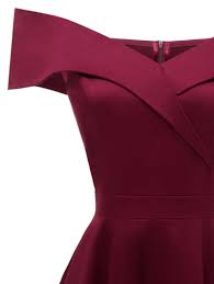 Foldover Off The Shoulder Skater Cocktail Dress Red Cocktail Dress Dresses Types Of Dresses