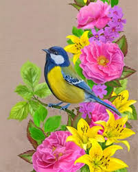 Simply download the template, then print it onto whatever color flower paper you want. Free Bird And Flowers Paint By Number Numpaint Paint By Numbers