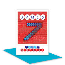Handmade Birthday Cards For 7 Year Old Boy Personalised Name 7th Birthday Card For Boy Edit Name 7 Bday Card For Son Brother Grandson Red Blue 007 Graffiti Large Card Option Birthday Cards For Boys Birthday Card With Name Birthday Cards