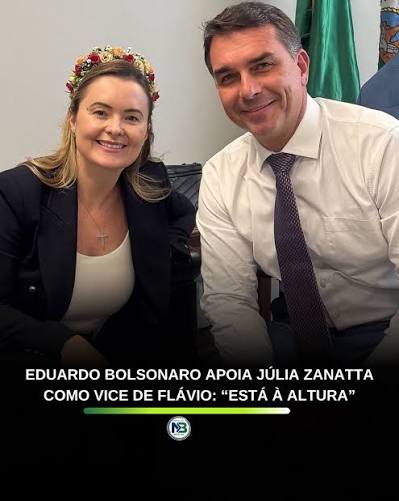 O ex-deputado federal Eduardo Bolsonaro (PL) manifestou apoio p&uacute;blico &agrave;  deputada federal J&uacute;lia Zanatta (PL-SC) para ocupar a vaga de  vice-presidente em uma eventual chapa liderada pelo senador Fl&aacute;vio Bolsonaro  (PL) nas