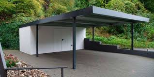 Doppelcarport Mit Angebautem Ger Teraum Verputzt Double Carport Carport Designs Carport