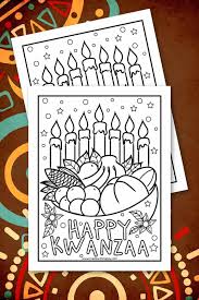 Cut out and assemble > paste candles in appropriate order on the candleholder template, paste flames. Happy Kwanzaa Coloring Page Made With Happy