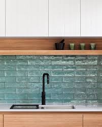 Check spelling or type a new query. Walnut Kitchen With Muted Teal Tile Backsplash And Matte Black Faucet Love The Little Open Shelf U Kitchen Splashback Modern Kitchen Splashbacks Feature Tiles