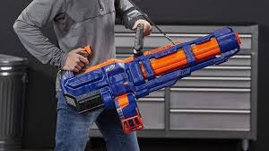 Ergonomics suffers with the squarish handle, and it takes away for the amusing black grip detail that it has. Nerf