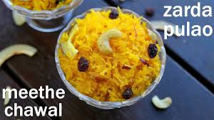 This dish is traditionally served with chapati, but you can serve it with boiled rice too. Zarda Recipe Meethe Chawal Recipe Sweet Rice Zarda Pulao