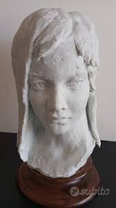 Scultura porcellana biscuit busto donna
