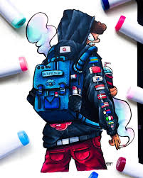Gawx Art On Instagram Man With His Bottle Of Paint Water Crazy Hoodie With Flags And Brand New Surpeme Cute Doodle Art Graffiti Style Art Doodle Art Drawing