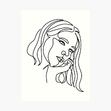Girl With Bun Line Drawing Woman With Bun Vector Line Illustration Oneline Art Wjman With Beautiful Hair H Beauty Salon Logo Line Art Drawings Line Drawing
