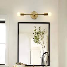 Modo Lighting Mid Century Modern Wall Lamp Mounted Sconce 2 Light Minimalist Raw Brass Bathroom Lighting Mid Century Modern Wall Lamp Modern Bathroom Lighting