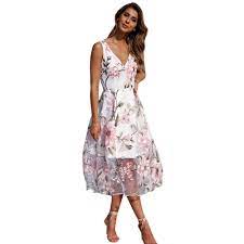 Floral Print Bohemian Beach Dress Boho Wedding Guest Dress Womens Floral Dress Wedding Guest Dresses Uk
