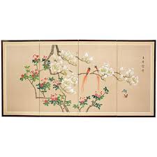 Shein offers fashionable wall hangings & more to meet your needs. Japanese Silk Paintings Love Birds Wall Art