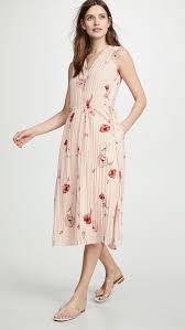 Vince Tossed Poppy V Neck Pleated Dress Pleated Dress Dresses Fashion