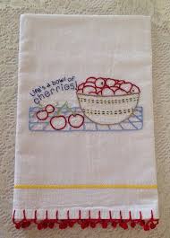 Shop wayfair for all the best flour sack kitchen towels. Flour Sack Hand Embroidered Towel Life S A Bowl Of Cherries With Hand Crocheted Cherry Pom Pom Trim Vintage Look Rick Rack Gift Embroidered Towels Tea Towels Embroidery Hand Embroidered