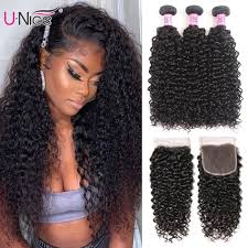 Find premium quality brazilian curly weave available as synthetic or human hair extensions, which come in many outstanding shades. Unice Hair Curly Weave Human Hair 3 Bundles With Closure 4pcs Brazilia Just You Hair Care