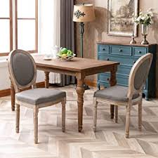 We've put together a superb collection of chairs in every stripe of design, style, and build. Amazon Com Chairus French Dining Chairs Distressed Elegant Tufted Kitchen Chairs With Carving Wood Legs Round Back Set Of 2 Gray Chairs