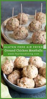 These Air Fryer Gluten Free Ground Chicken Meatballs Make A Quick And Easy Appetizer For Game Days And P Ground Chicken Meatballs Ground Chicken Chicken Snacks