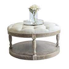 Yitahome velvet round storage ottoman footrest stool with gold metal legs & tray top coffee table, upholstered vanity chair round ottoman for living room bedroom, teal. Round Coffee Table Ottoman Hamptons Tufted Whitewash Oak Oatmeal Linen