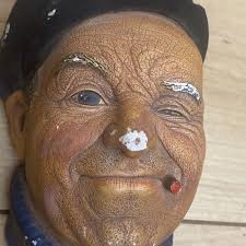 1960s Vintage Bossons Chalkware Head Boatman Wall Plaque Made In England  5.5"