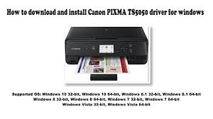 Get the driver software for canon pixma ts5050 driver for windows 10 on the download link below : Canon Pixma Ts5050 Driver And Software Downloads