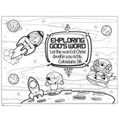 Exploring God S Word Coloring Page Vbs Themes Vbs Crafts Space Coloring Pages
