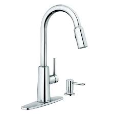 Refillable soap dispensers are great for the environment and your wallet. Moen Nori Chrome One Handle Pull Down Kitchen Faucet With Soap Dispenser Lowe S Canada