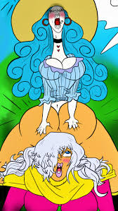 charlotte amande, charlotte smoothie, mile, one piece, highres, 2girls, age  difference, ahegao, blue hair, breasts, cleavage, dildo, doggystyle, huge  breasts, incest, large breasts, long hair, multiple girls, sex, sex from  behind, sex