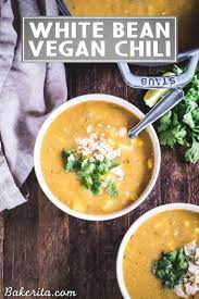 My husband and i really enjoyed this vegan great northern beans from the great vegan bean book by our friend, kathy hester. White Bean Vegan Chili Bakerita
