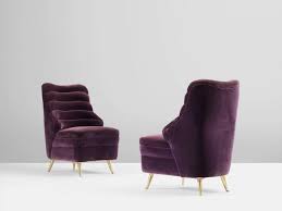 Pair Of Italian Purple Velvet Lounge Chairs Velvet Lounge Chair Purple Velvet Lounge Chair