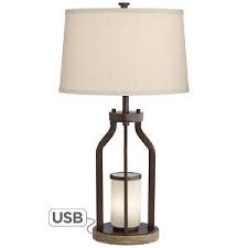 Maybe you would like to learn more about one of these? Franklin Iron Works Rustic Farmhouse Table Lamp With Usb Charging Port Nightlight Led Bronze Burlap Drum Shade Living Room Bedroom Target