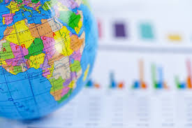 africa globe world map on chart graph paper finance