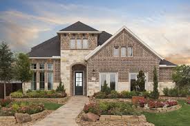 Brick And Stone Exterior Elevation Coventry Homes In Cane Island 55 Design 5402 Coventry Homes New Home Builders Home Builders