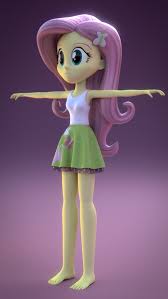 The movieand my little pony: 801156 Safe Artist Creatorofpony Fluttershy Equestria Girls 3d 3d Model Armpits Barefoot Blender Clothes Feet Female Missing Shoes Skirt Solo Derpibooru