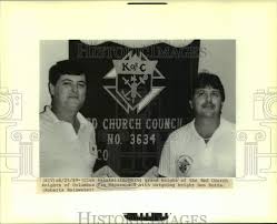 1989 Press Photo Old & new grand knights of Red Church Knights of Columbus