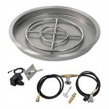 Lava rock, fire glass, and log sets can be used to complete your fire pit. American Fire Glass 25 In Round Stainless Steel Drop In Fire Pit Pan With Spark Ignition Kit Propane 18 In Ring Burner Included Ss Rspkit P 25 The Home Depot