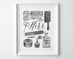 Bathroom Wall Black And White Bathroom Art Valentines Day Gift His And Hers Art Bathroom Art Hers Vintage Toiletries Print Black And White Bathr Bathroom Art Vintage Bathroom Decor Bathroom Wall Art