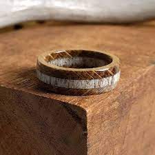 Elk Antler Ring Whiskey Barrel Ring Wooden Ring Wooden Rings For Men Wooden Wedding Band Cool Wedding Rings Mens Wedding Rings Wooden Rings Engagement