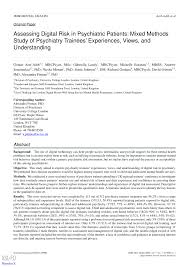PDF) Assessing Digital Risk in Psychiatric Patients: A Mixed Methods  Study of Psychiatry Trainees Experiences, Views, and Understanding  (Preprint)