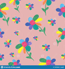 Nahtlose Muster Kinder Zeichnen Blumen Wiese Mehrfarbig Sonnige Sommer Wallpaper Weisser Hintergrund Rot Gelb Blau Druck Stock Abbildung Illustration Von Sommer Sonnige 162766683