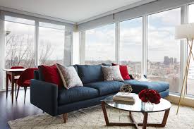 Gold leaf abstract art living room interior design. Red White And Blue Color Scheme Interior Design Interior Design Ideas