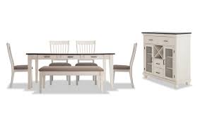 Solid wood six piece dining set with cushioned bench. Montana 7 Piece Dining Set With Storage Bench And Server Bob S Discount Furniture