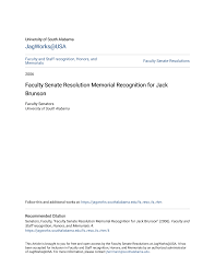 Faculty Senate Resolution Memorial Recognition for Jack Brunson