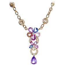 Bvlgari Multicolor Sapphire Flower Necklace 1stdibs Com Jewelry Multi Coloured Necklaces Crystal Jewelry