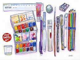 My Travel Art Supplies Kit In A Watercolour Painting Happy Art Travel Art Travel Drawing