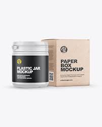 Download Plastic Jar W Kraft Box Mockup In Packaging Mockups On Yellow Images Object Mockups